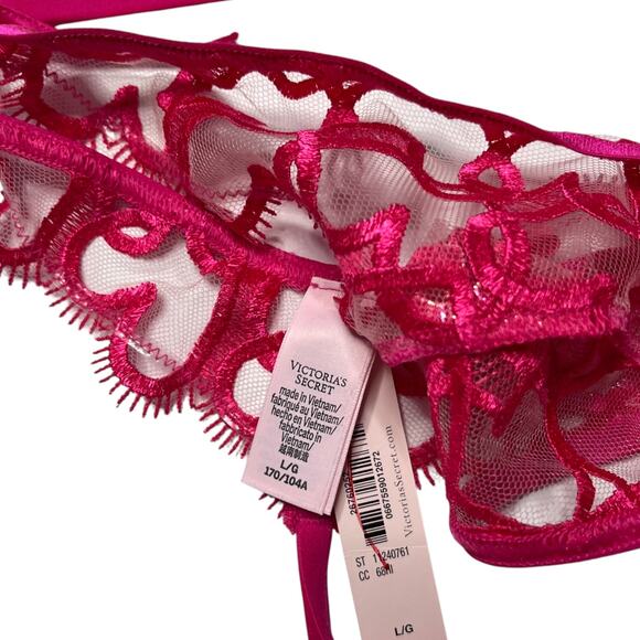 Victoria's Secret Very Sexy Unlined Shimmer Heart Embroidery Crotchless Teddy - Picture 3 of 5